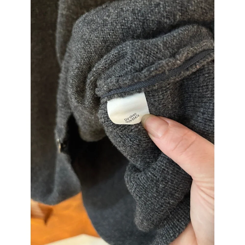 J.Crew vintage lambs wool zip cardigan sweater jacket coat pockets XL gray